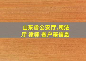 山东省公安厅,司法厅 律师 查户籍信息